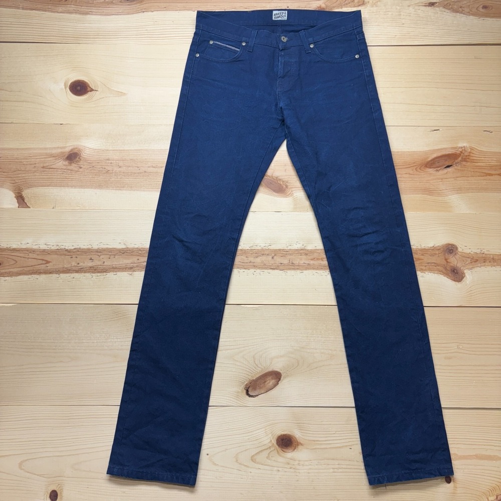 Naked & Famous Jeans Mens 34x36 Blue Indigo Duck Selvedge Skinny Guy Button Fly